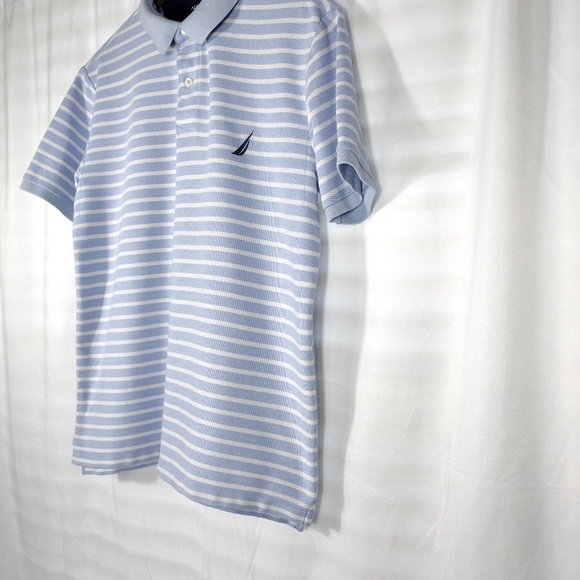 Men's | Nautica | Light Blue Horizontal Striped Polo Shirt Top - Picture 5 of 12
